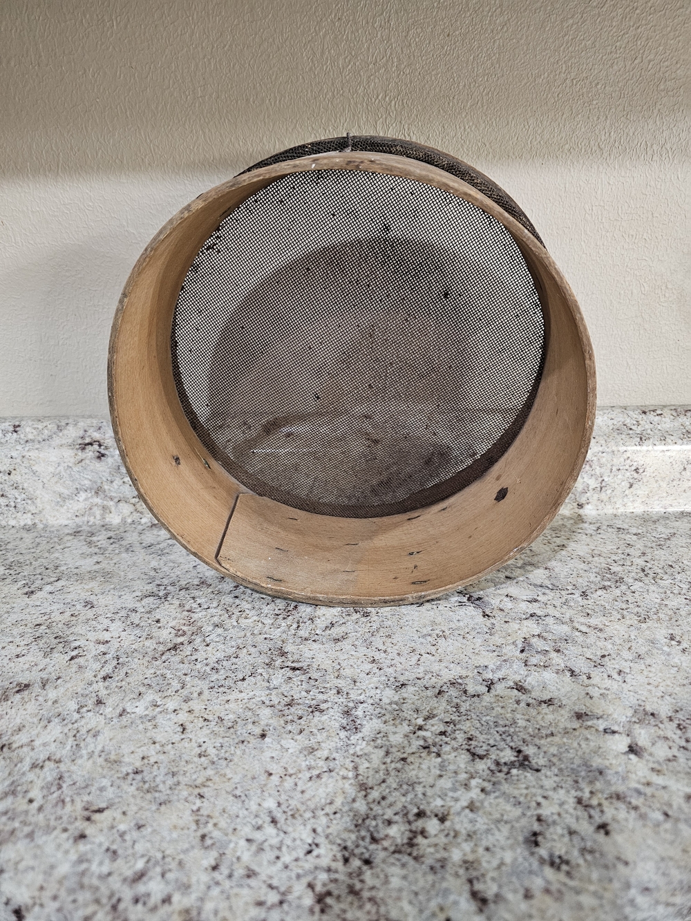 Vintage/Antique Wooden Flour Sieve with Metal Mesh